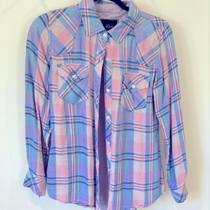 Rails Patterned pink/Blue Button Down Shirt - size XS